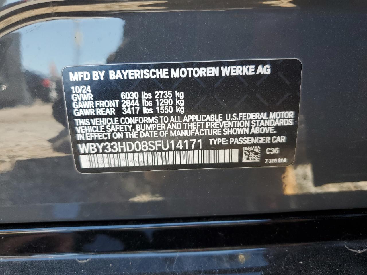 2025 BMW I4 M50 VIN: WBY33HD08SFU14171 Lot: 69347285