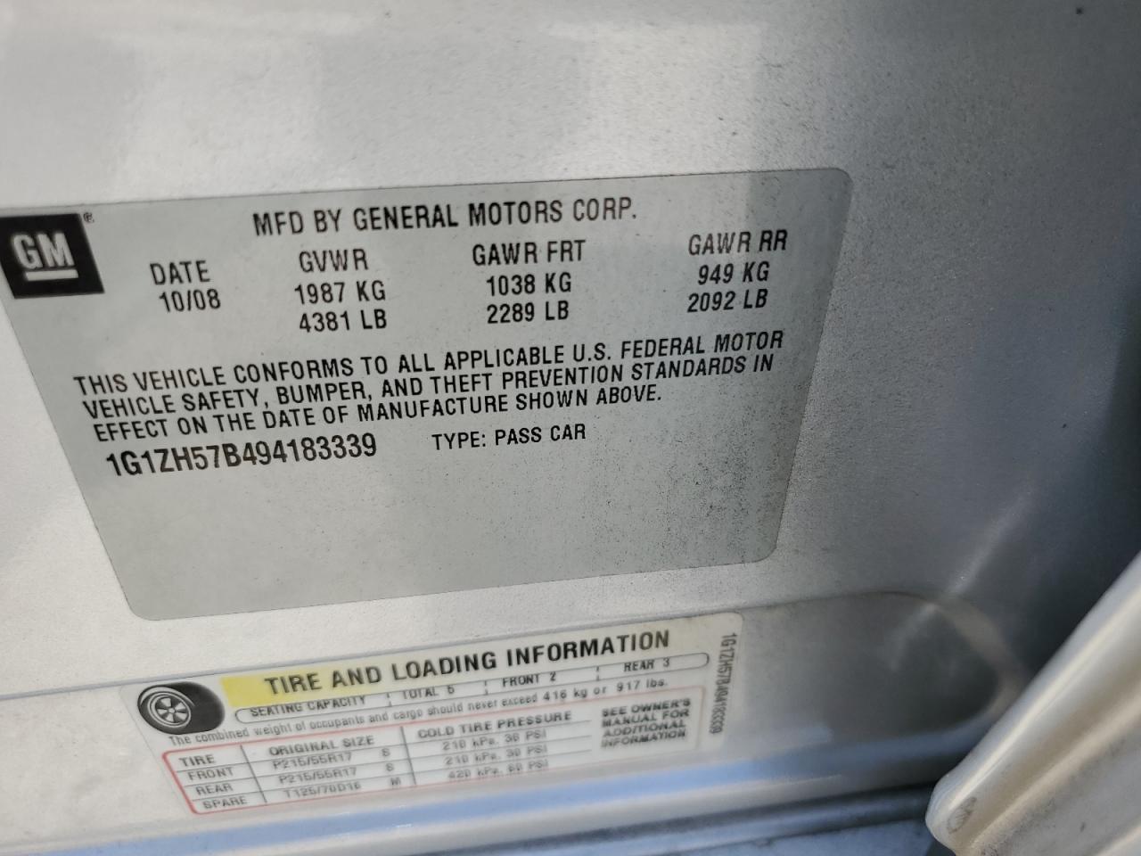 2009 Chevrolet Malibu 1Lt VIN: 1G1ZH57B494183339 Lot: 67247305