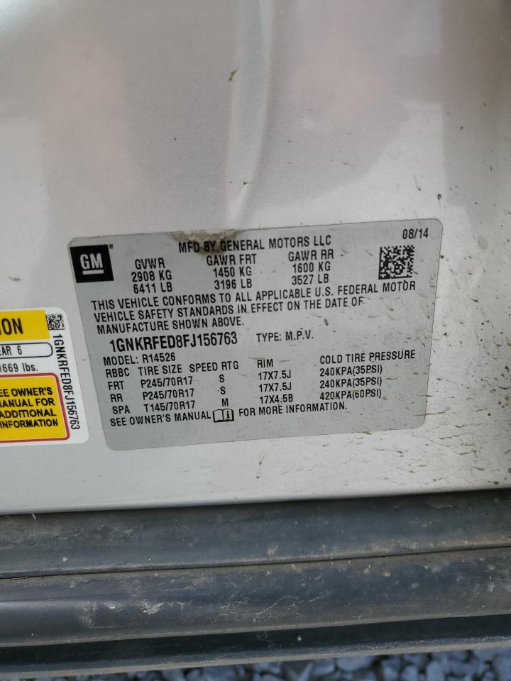 2015 Chevrolet Traverse Ls VIN: 1GNKRFED8FJ156763 Lot: 69123805