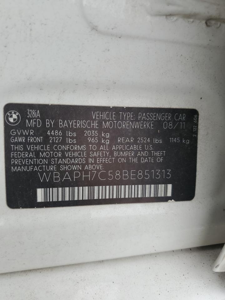 2011 BMW 328 I VIN: WBAPH7C58BE851313 Lot: 67582175