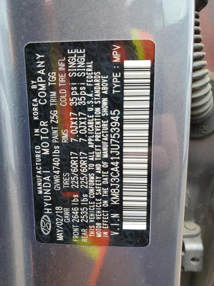 2018 Hyundai Tucson Sel VIN: KM8J3CA41JU753945 Lot: 71132945