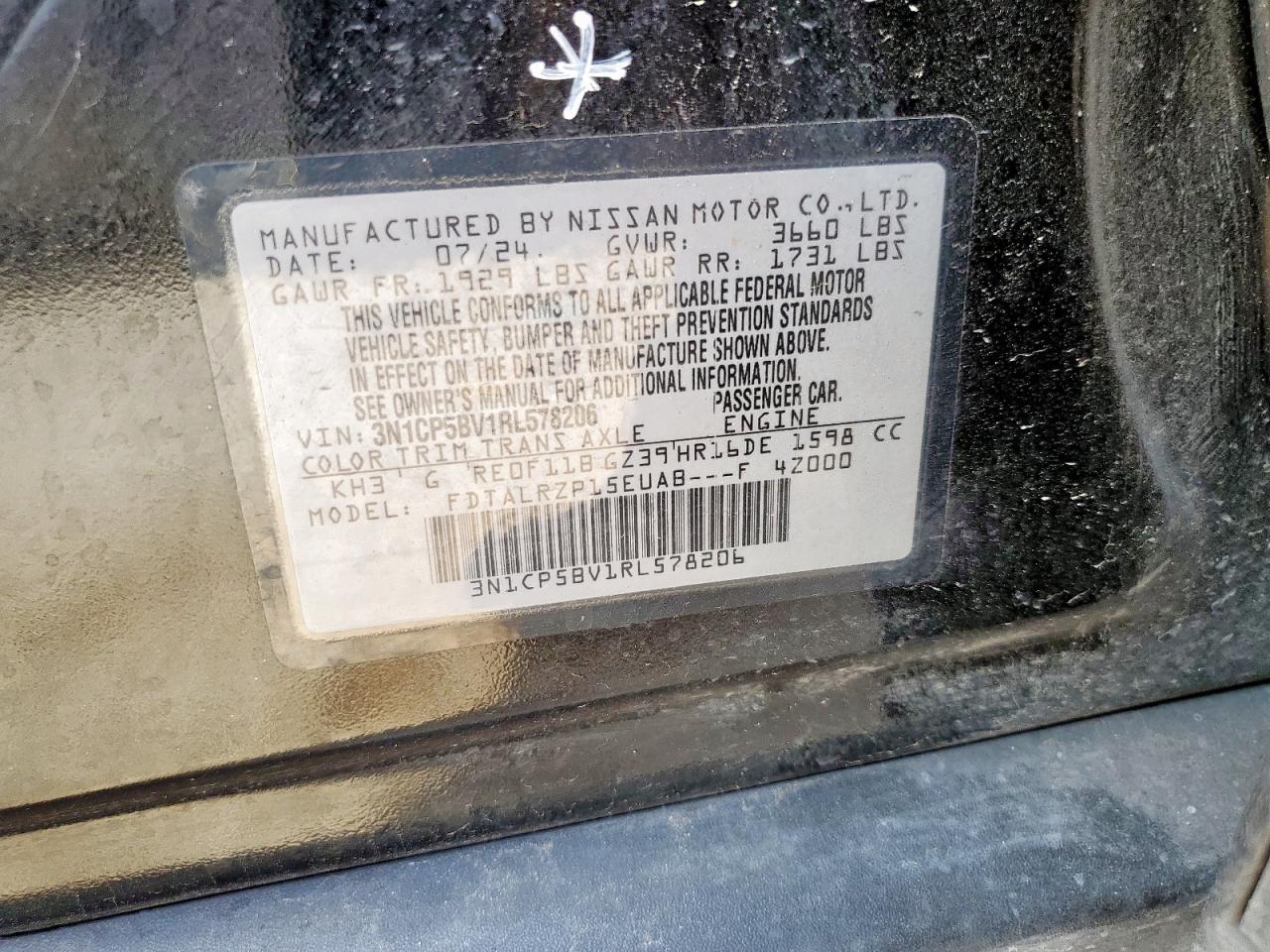 2024 Nissan Kicks S VIN: 3N1CP5BV1RL578206 Lot: 70652215