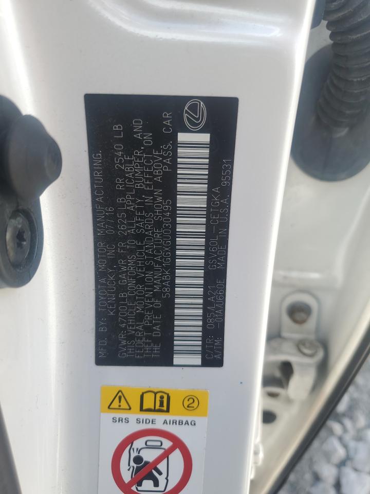 2016 Lexus Es 350 VIN: 58ABK1GGXGU030495 Lot: 69460285