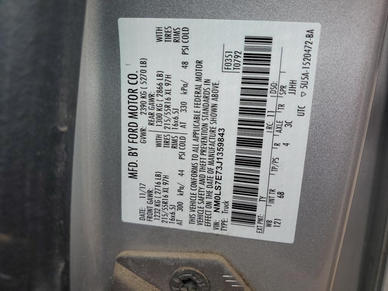 2018 Ford Transit Connect Xl VIN: NM0LS7E73J1335984 Lot: 69777285