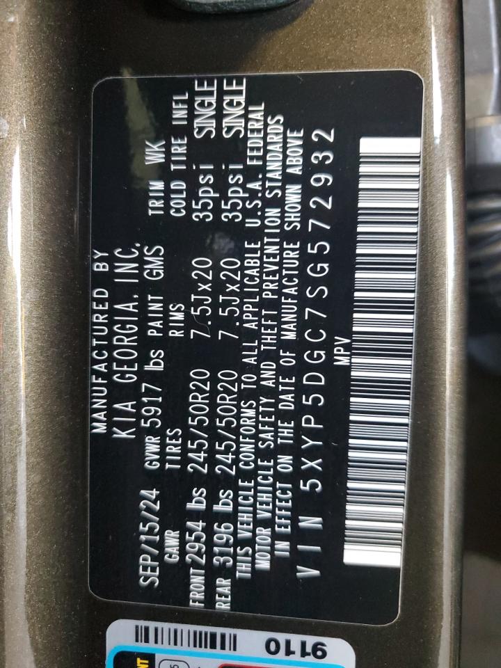 2025 Kia Telluride Sx VIN: 5XYP5DGC7SG572932 Lot: 68463605