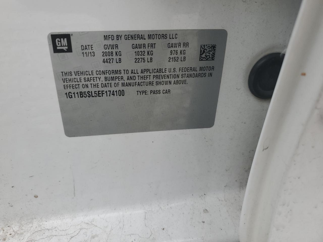 2014 Chevrolet Malibu Ls VIN: 1G11B5SL5EF174100 Lot: 69046755
