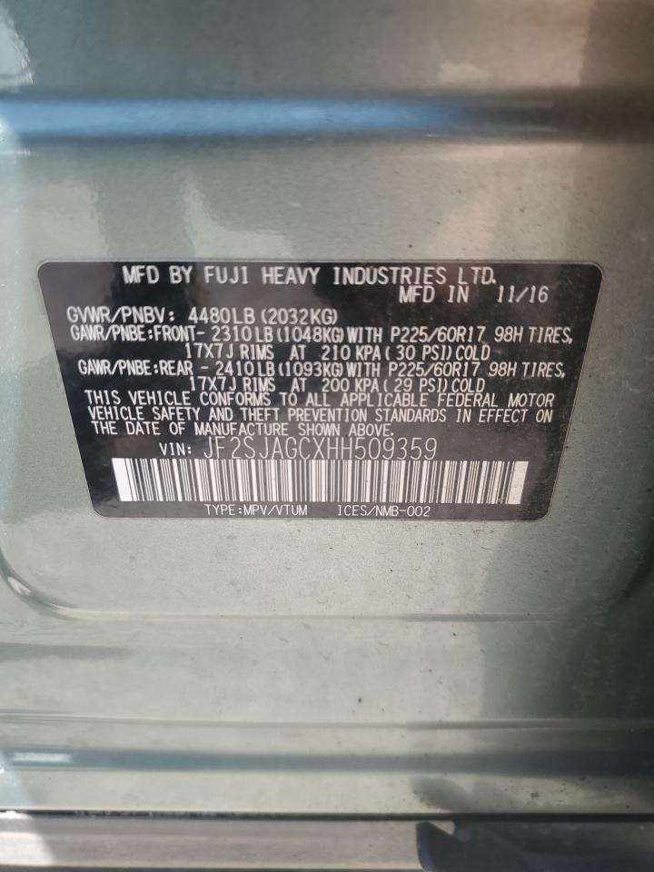 2017 Subaru Forester 2.5I Premium VIN: JF2SJAGCXHH509359 Lot: 70461805