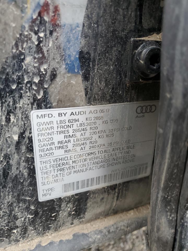 2017 Audi Q7 Premium Plus VIN: WA1LHAF74HD058918 Lot: 70197095