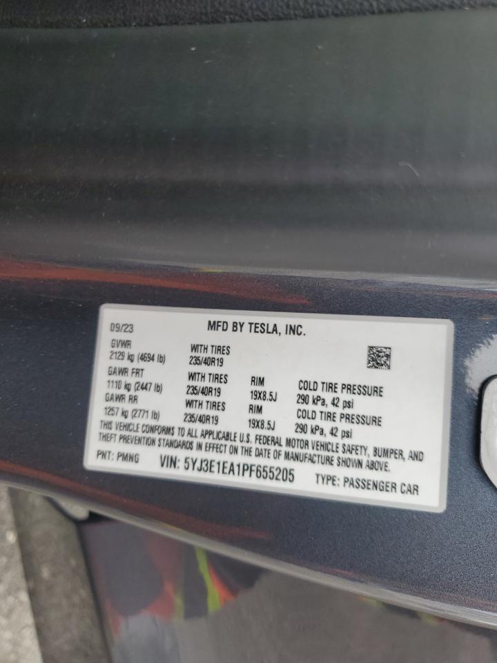2023 Tesla Model 3 VIN: 5YJ3E1EA1PF655205 Lot: 70491315
