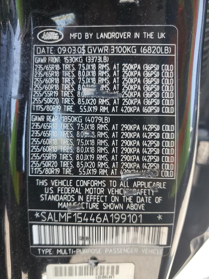 SALMF15446A199101 2006 Land Rover Range Rover Hse