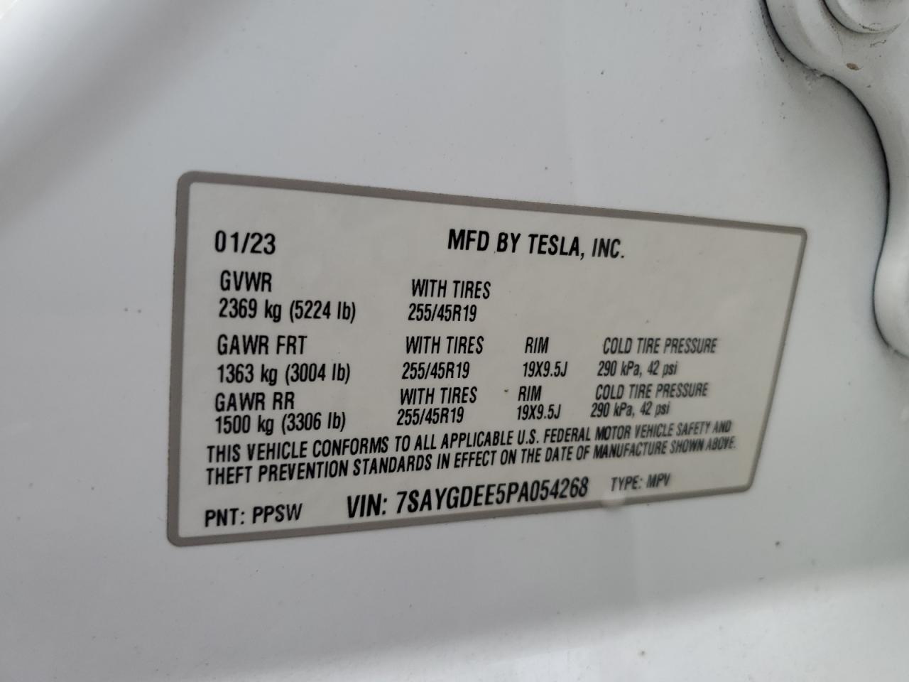 2023 Tesla Model Y VIN: 7SAYGDEE5PA054268 Lot: 70775405