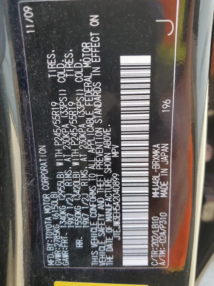 2010 Toyota Highlander Hybrid Limited VIN: JTEJW3EH5A2040899 Lot: 69980265