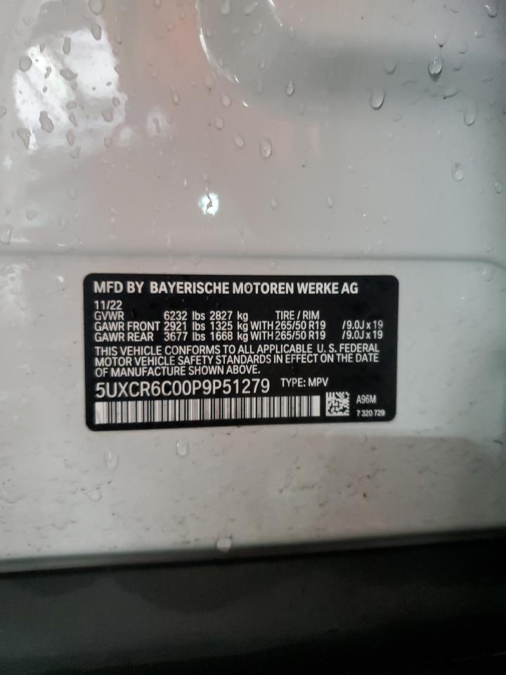 2023 BMW X5 xDrive40I VIN: 5UXCR6C00P9P51279 Lot: 68365885