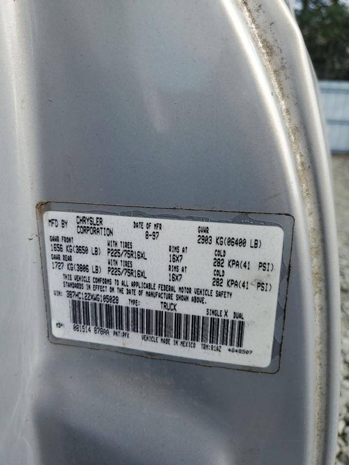 1998 Dodge Ram 1500 VIN: 3B7HC12ZXWG105029 Lot: 70489875