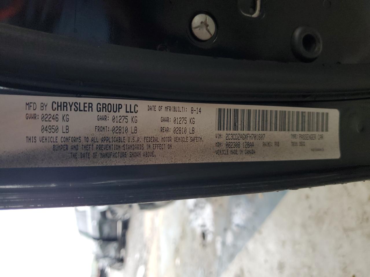 2015 Dodge Challenger Sxt VIN: 2C3CDZAGXFH701607 Lot: 70345725