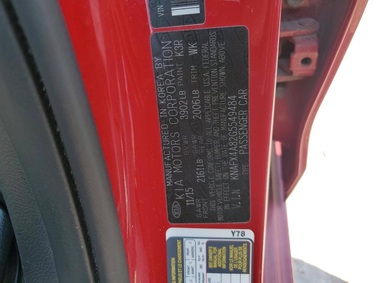 2016 Kia Forte Ex VIN: KNAFX4A82G5549484 Lot: 67621725