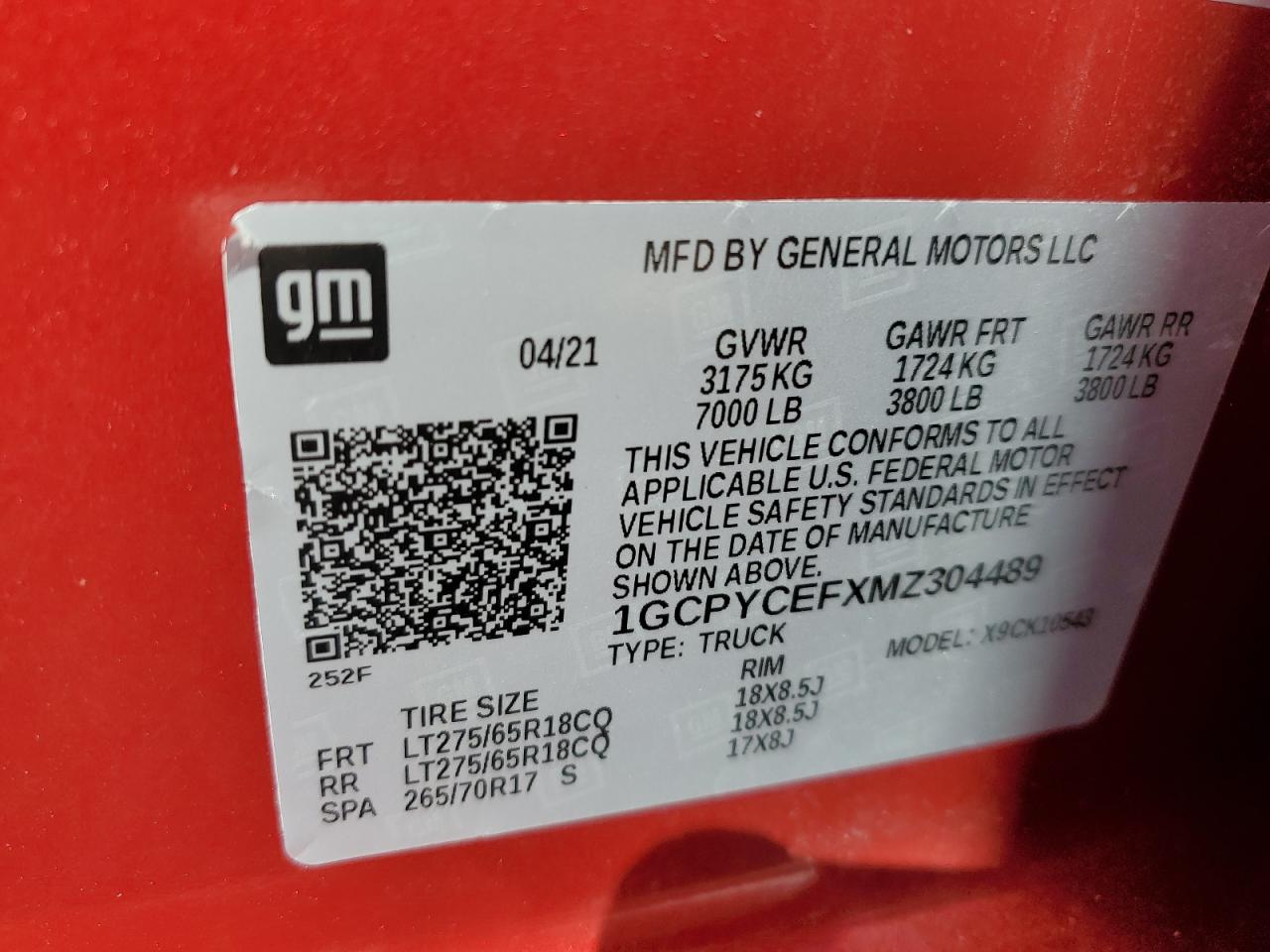 2021 Chevrolet Silverado K1500 Trail Boss Custom VIN: 1GCPYCEFXMZ304489 Lot: 68282665