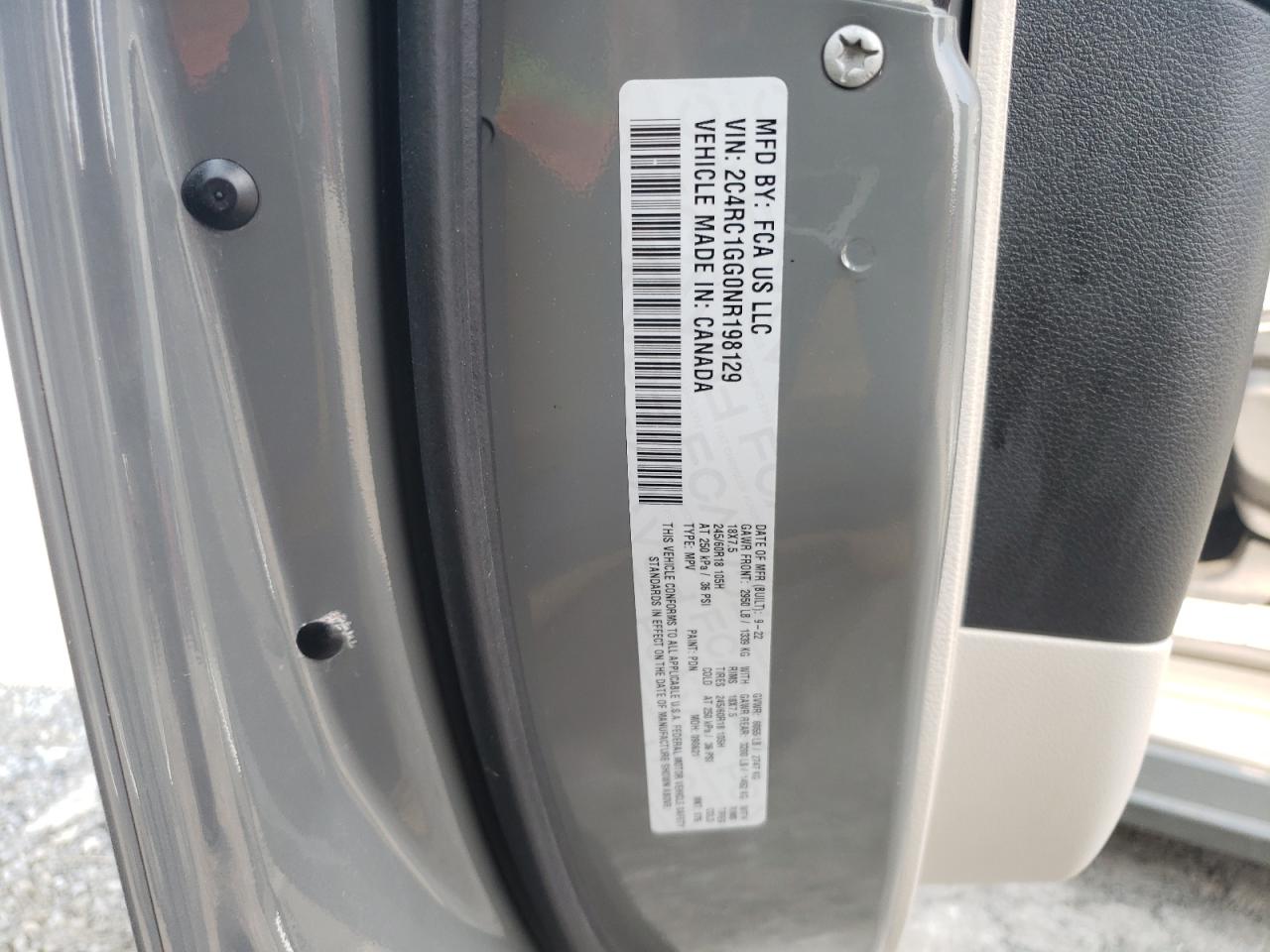 2022 Chrysler Pacifica Limited VIN: 2C4RC1GG0NR198129 Lot: 67173145