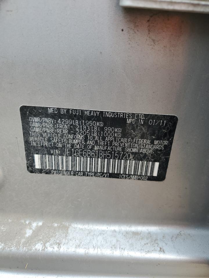 2011 Subaru Impreza 2.5I Premium VIN: JF1GE6B61BH515720 Lot: 67212975