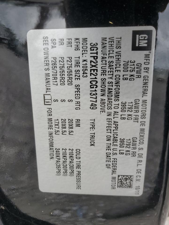 2012 GMC Sierra K1500 Denali VIN: 3GTP2XE21CG137749 Lot: 68689745