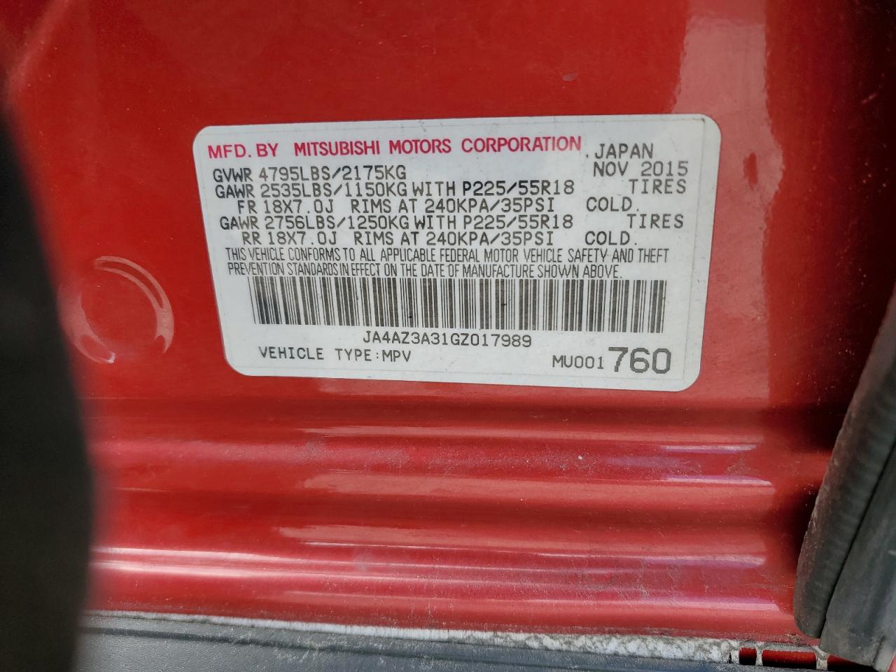 2016 Mitsubishi Outlander Se VIN: JA4AZ3A31GZ017989 Lot: 70414525