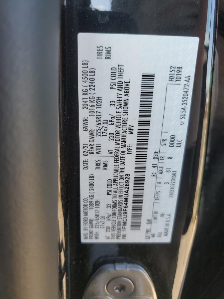 2021 Ford Escape S VIN: 1FMCU9F64MUA28928 Lot: 85593835