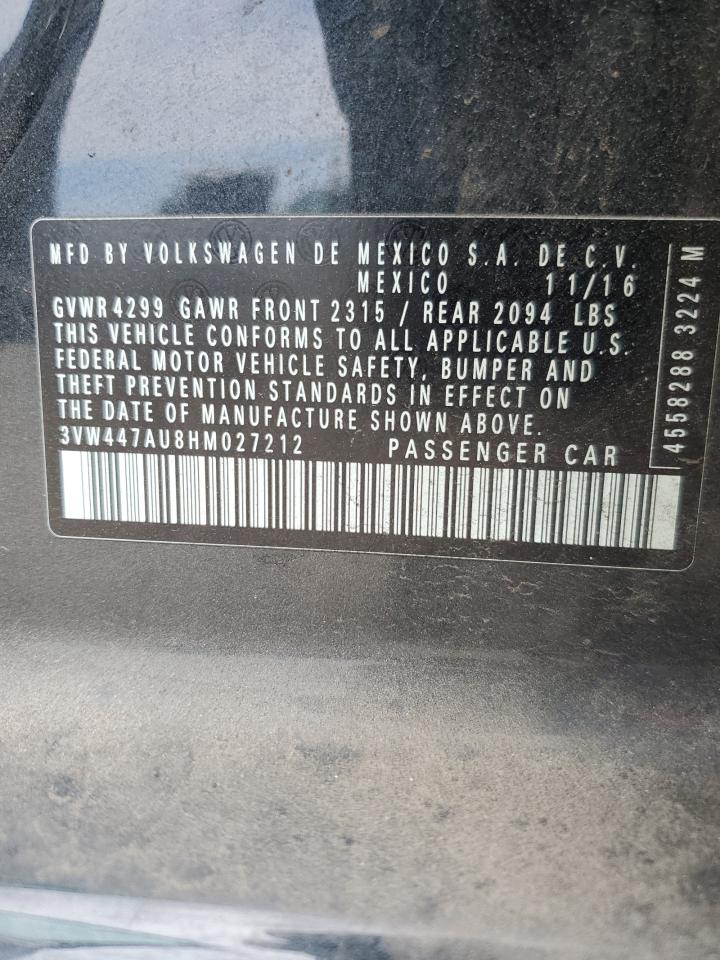 2017 Volkswagen Gti S/Se VIN: 3VW447AU8HM027212 Lot: 70285405