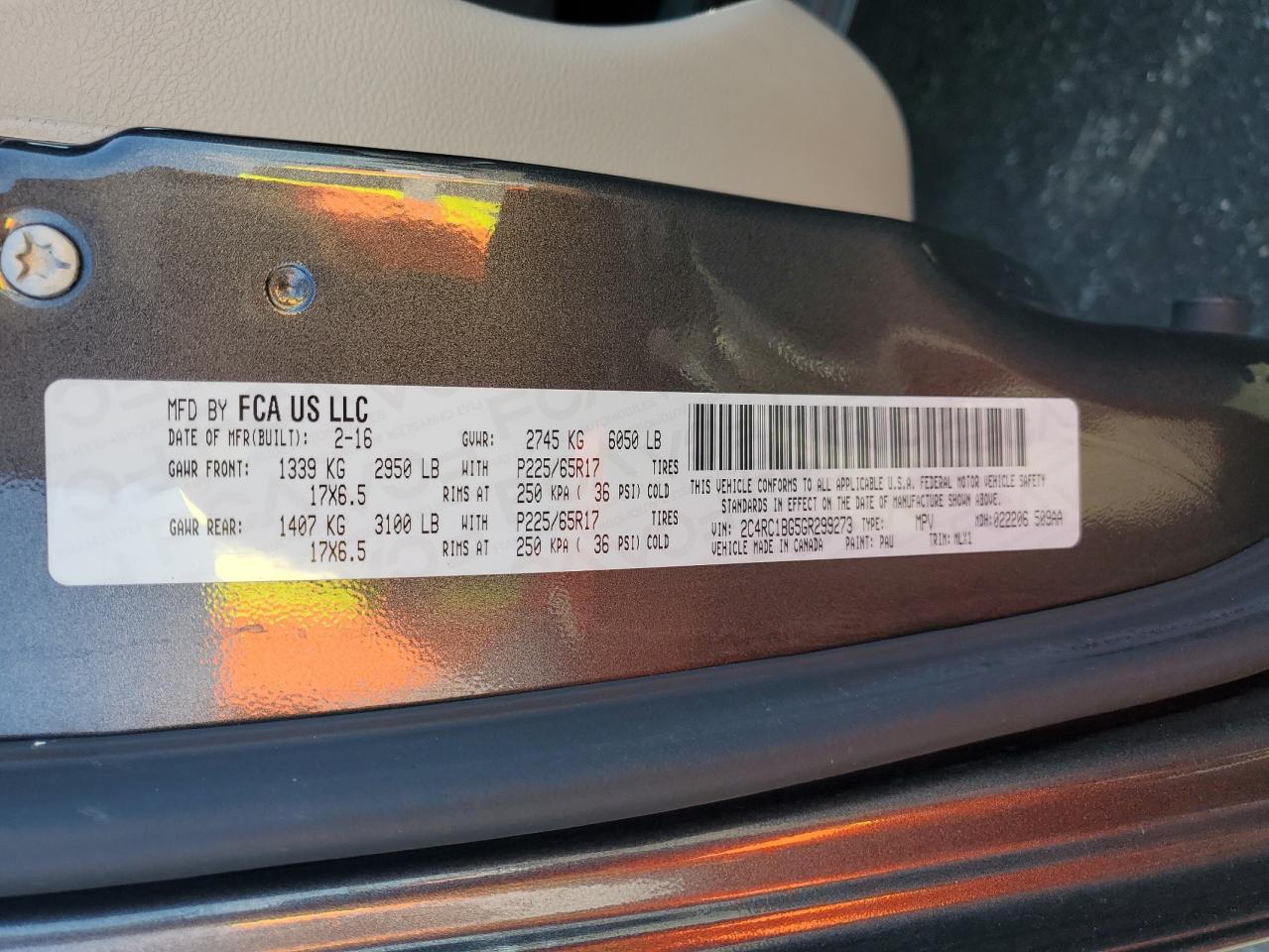 2016 Chrysler Town & Country Touring VIN: 2C4RC1BG5GR299273 Lot: 70388325