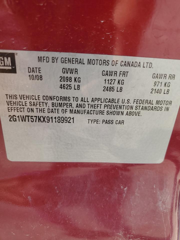 2009 Chevrolet Impala 1Lt VIN: 2G1WT57KX91189921 Lot: 71003535