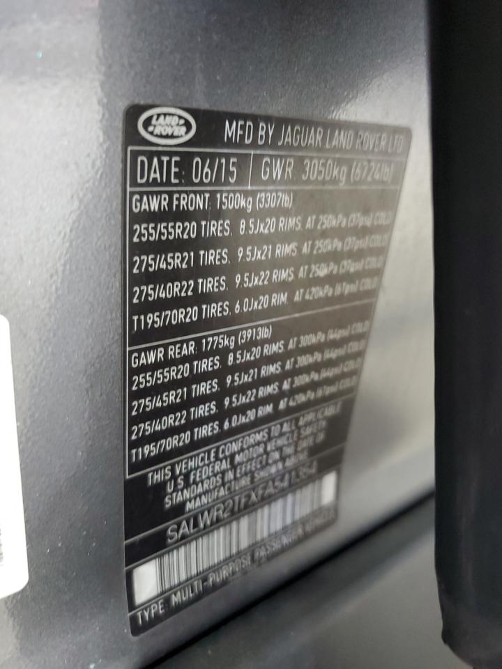 2015 Land Rover Range Rover Sport Sc VIN: SALWR2TFXFA541354 Lot: 86410825