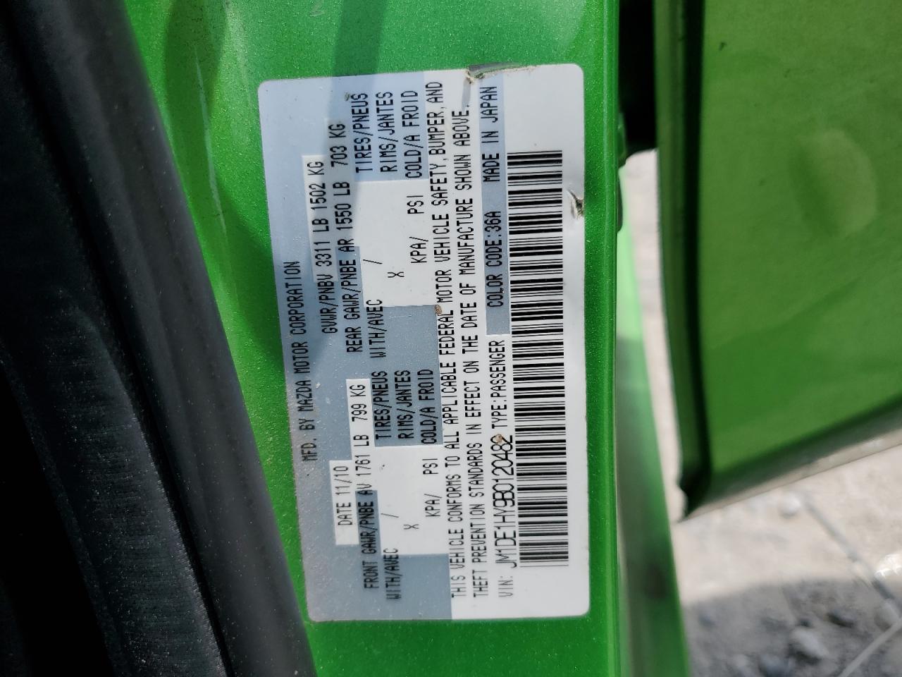 2011 Mazda Mazda2 VIN: JM1DE1HY9B0120482 Lot: 69842585