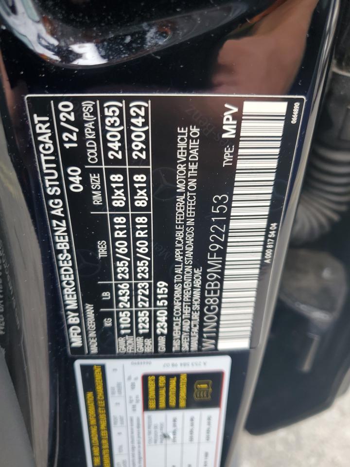 2021 Mercedes-Benz Glc 300 4Matic VIN: W1N0G8EB9MF922153 Lot: 67486425