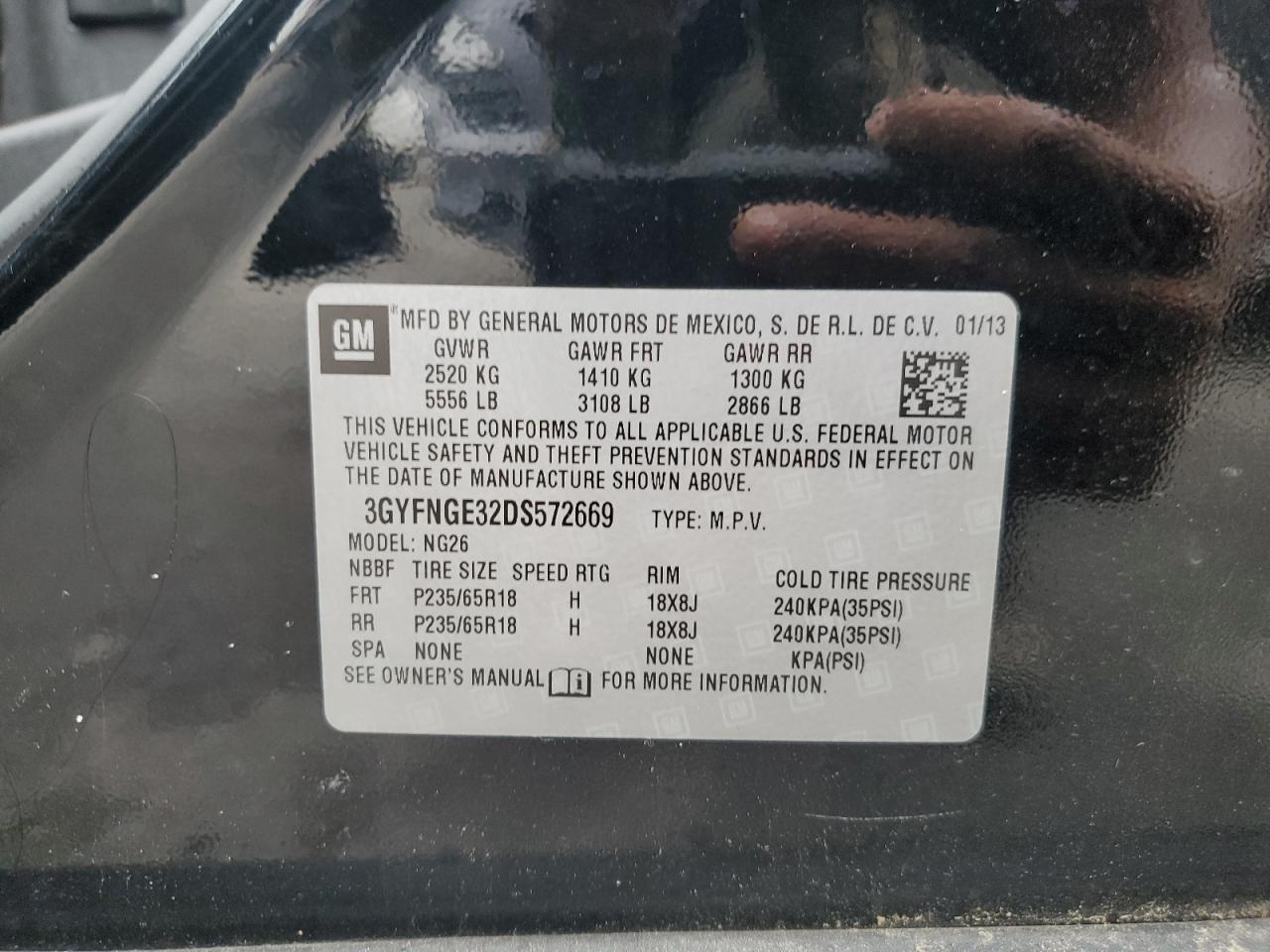 2013 Cadillac Srx Luxury Collection VIN: 3GYFNGE32DS572669 Lot: 67177065