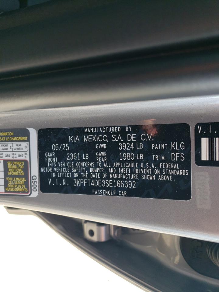 2025 Kia K4 Lx VIN: 3KPFT4DE3SE166392 Lot: 67379015