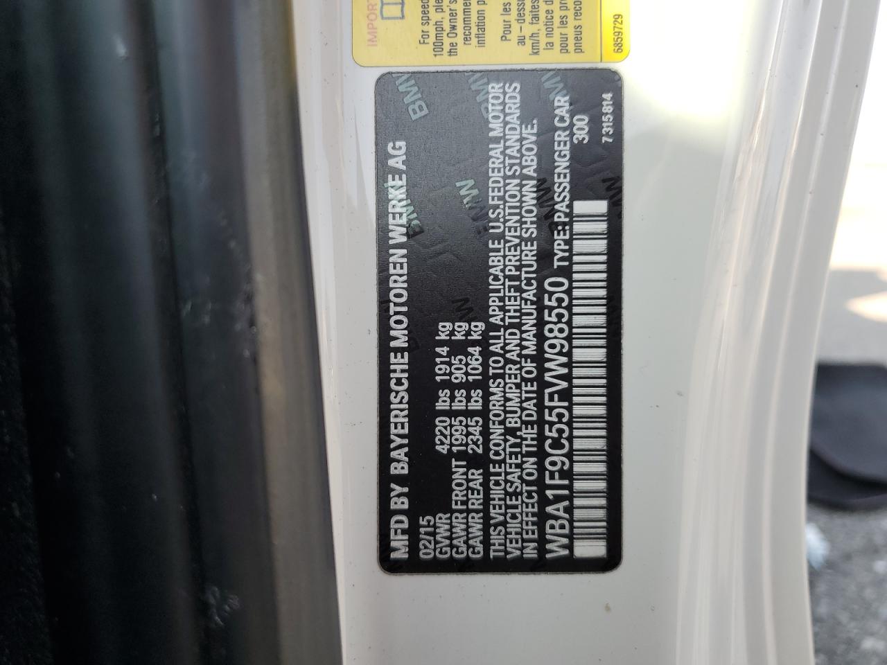 2015 BMW 228 I Sulev VIN: WBA1F9C55FVW98550 Lot: 68768405