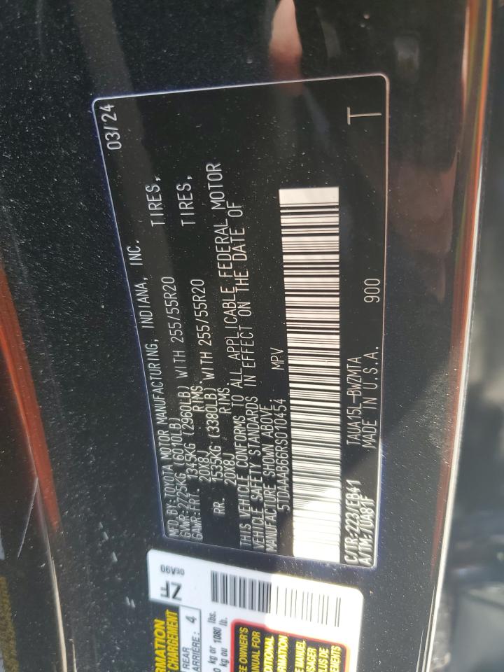 2024 Lexus Tx 350 Base VIN: 5TDAAAB66RS010454 Lot: 68195265