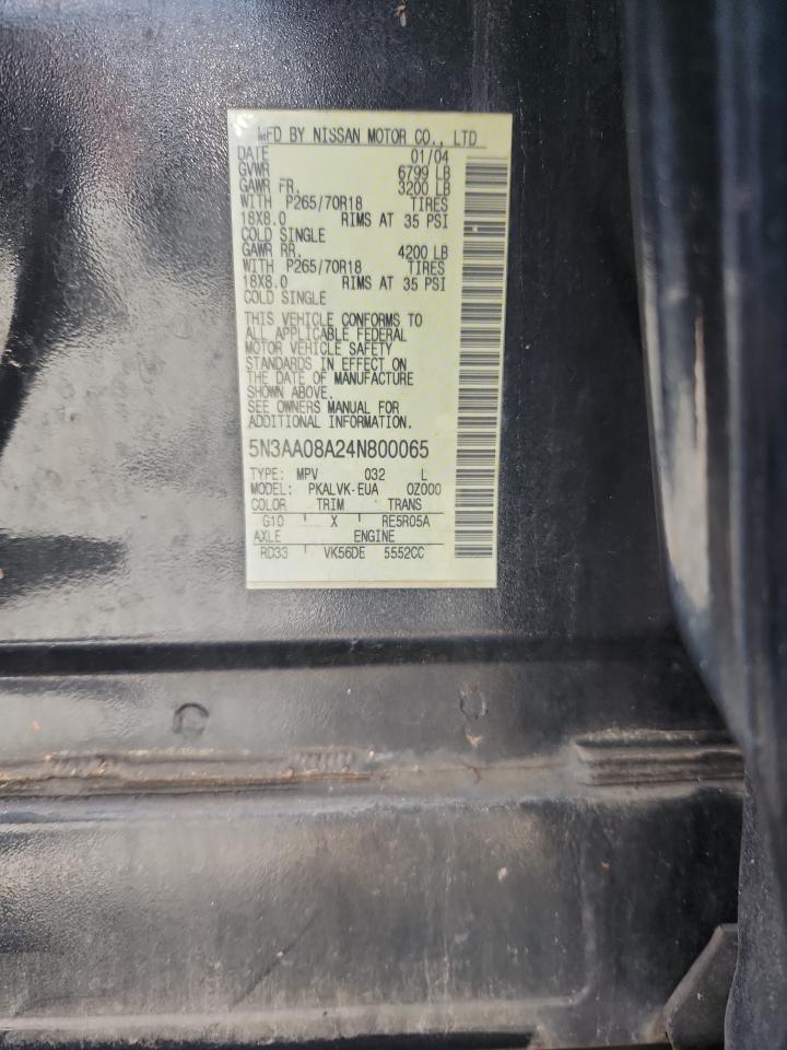 2004 Infiniti Qx56 VIN: 5N3AA08A24N800065 Lot: 71021025