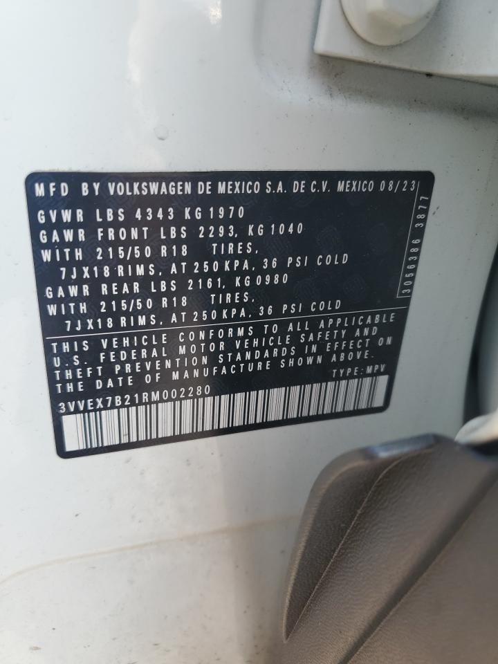 2024 Volkswagen Taos Se VIN: 3VVEX7B21RM002280 Lot: 67507035