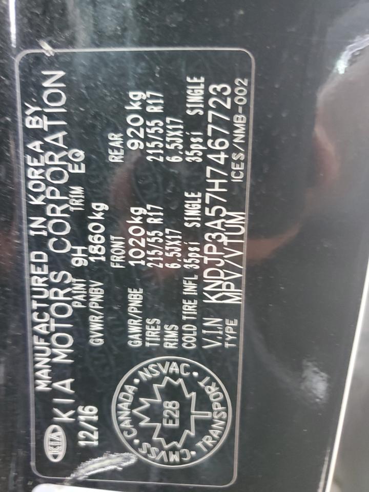 2017 Kia Soul + VIN: KNDJP3A57H7467723 Lot: 69406285