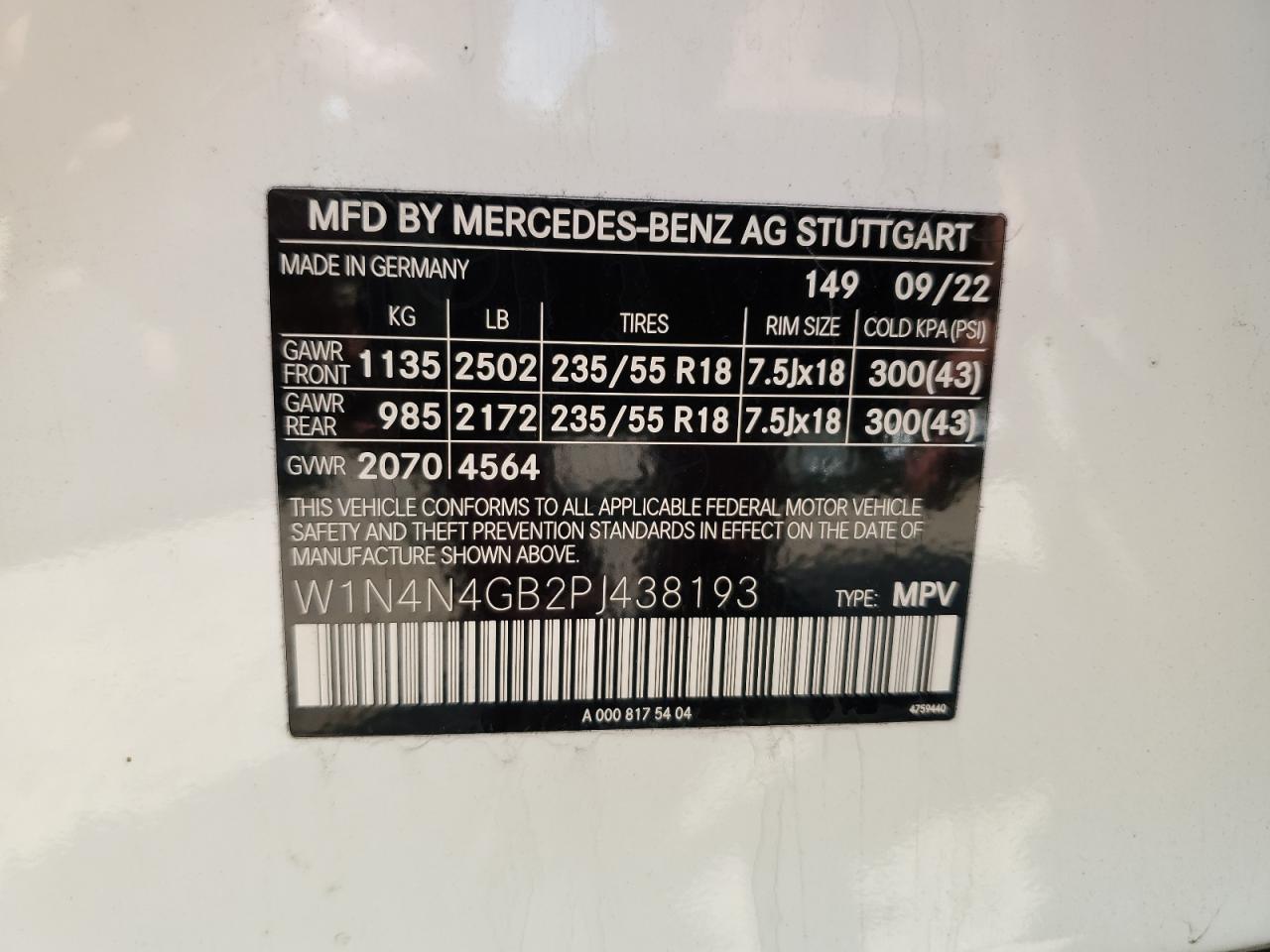 2023 Mercedes-Benz Gla 250 VIN: W1N4N4GB2PJ438193 Lot: 68294275