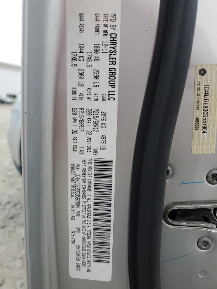 2012 Jeep Compass Latitude VIN: 1C4NJDEB3CD567904 Lot: 68365325