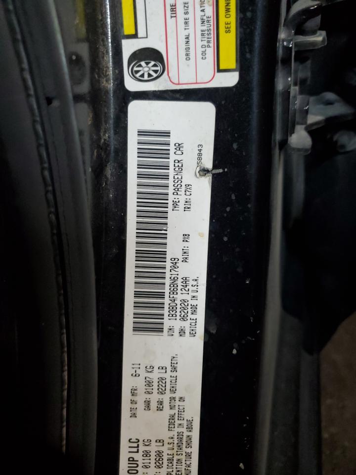 2011 Dodge Avenger Express VIN: 1B3BD4FB6BN617049 Lot: 68580695