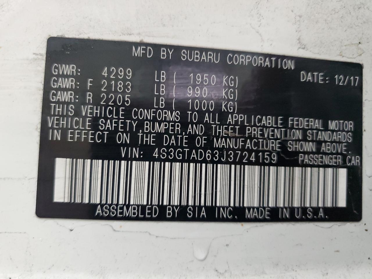 2018 Subaru Impreza Premium Plus VIN: 4S3GTAD63J3724159 Lot: 69998545