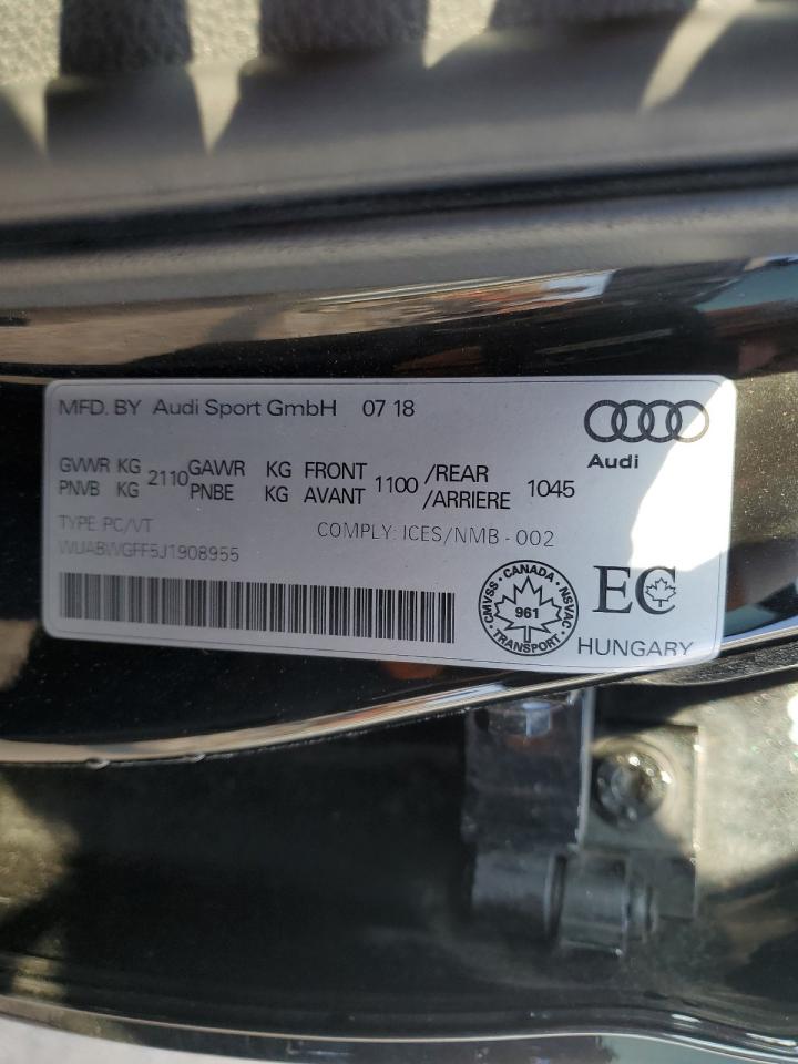 2018 Audi Rs3 VIN: WUABWGFF5J1908955 Lot: 69060695