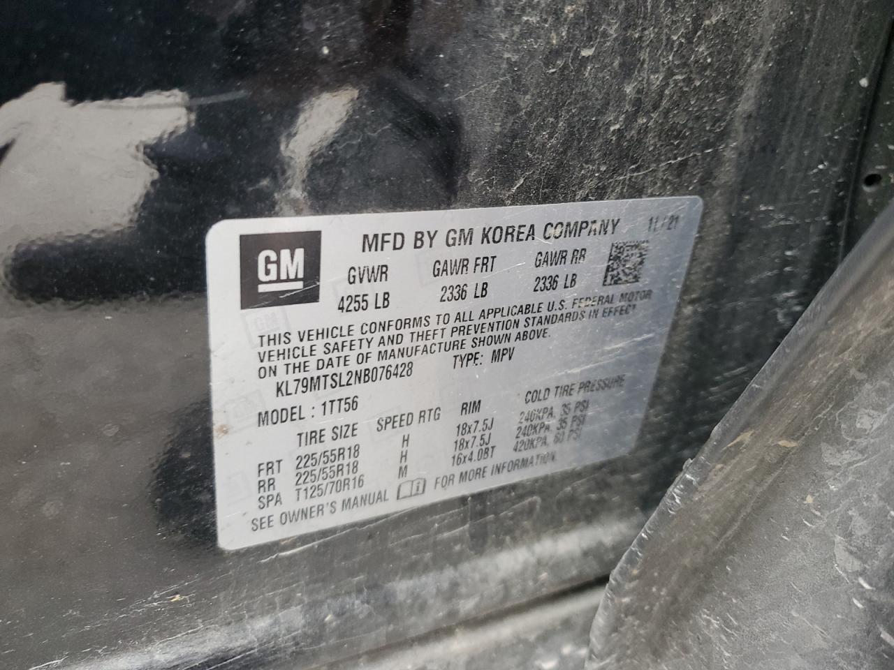 2022 Chevrolet Trailblazer Rs VIN: KL79MTSL2NB076428 Lot: 69911545