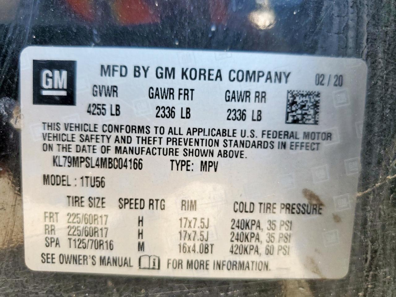 2021 Chevrolet Trailblazer Lt VIN: KL79MPSL4MB004166 Lot: 69249475