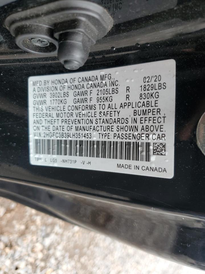 2020 Honda Civic Ex VIN: 2HGFC3B39LH351453 Lot: 69832585
