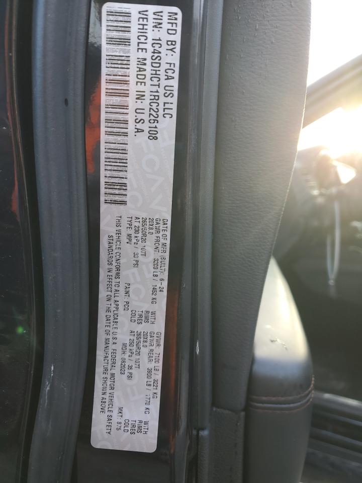 2024 Dodge Durango R/T VIN: 1C4SDHCT1RC226108 Lot: 70384845