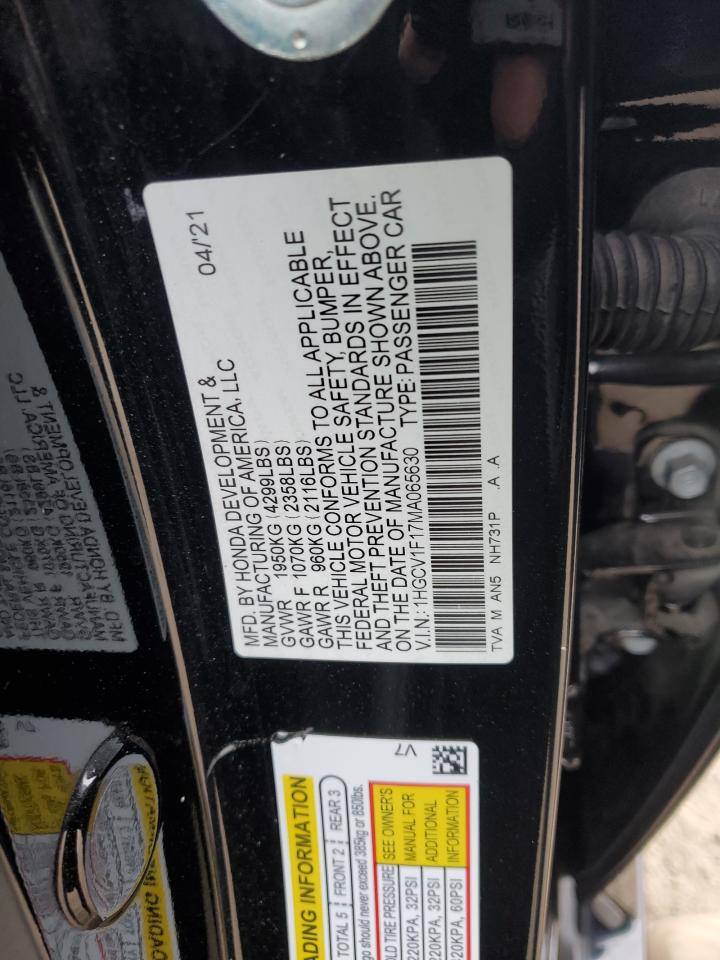 2021 Honda Accord Lx VIN: 1HGCV1F17MA065630 Lot: 70450955