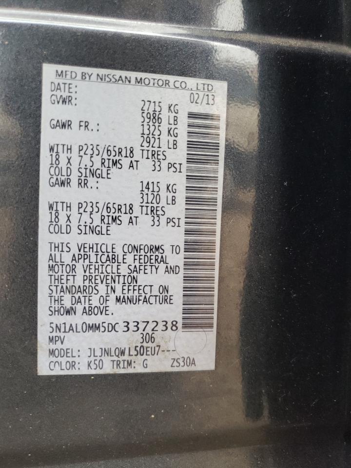 2013 Infiniti Jx35 VIN: 5N1AL0MM5DC337238 Lot: 69638995